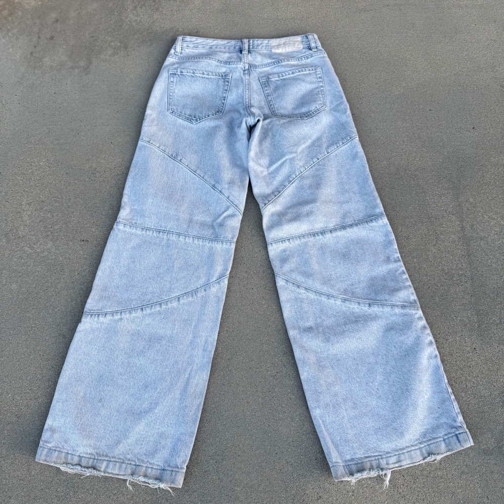 PacSun Light Wash Wide Leg Paneled Seam‎ Jeans Light Blue Denim Size 24